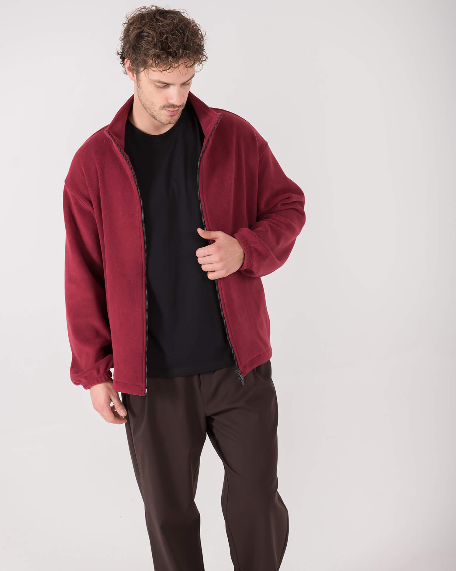 Unisex FLEECE džemperis su užtrauktuku / Burgundy - Image 7
