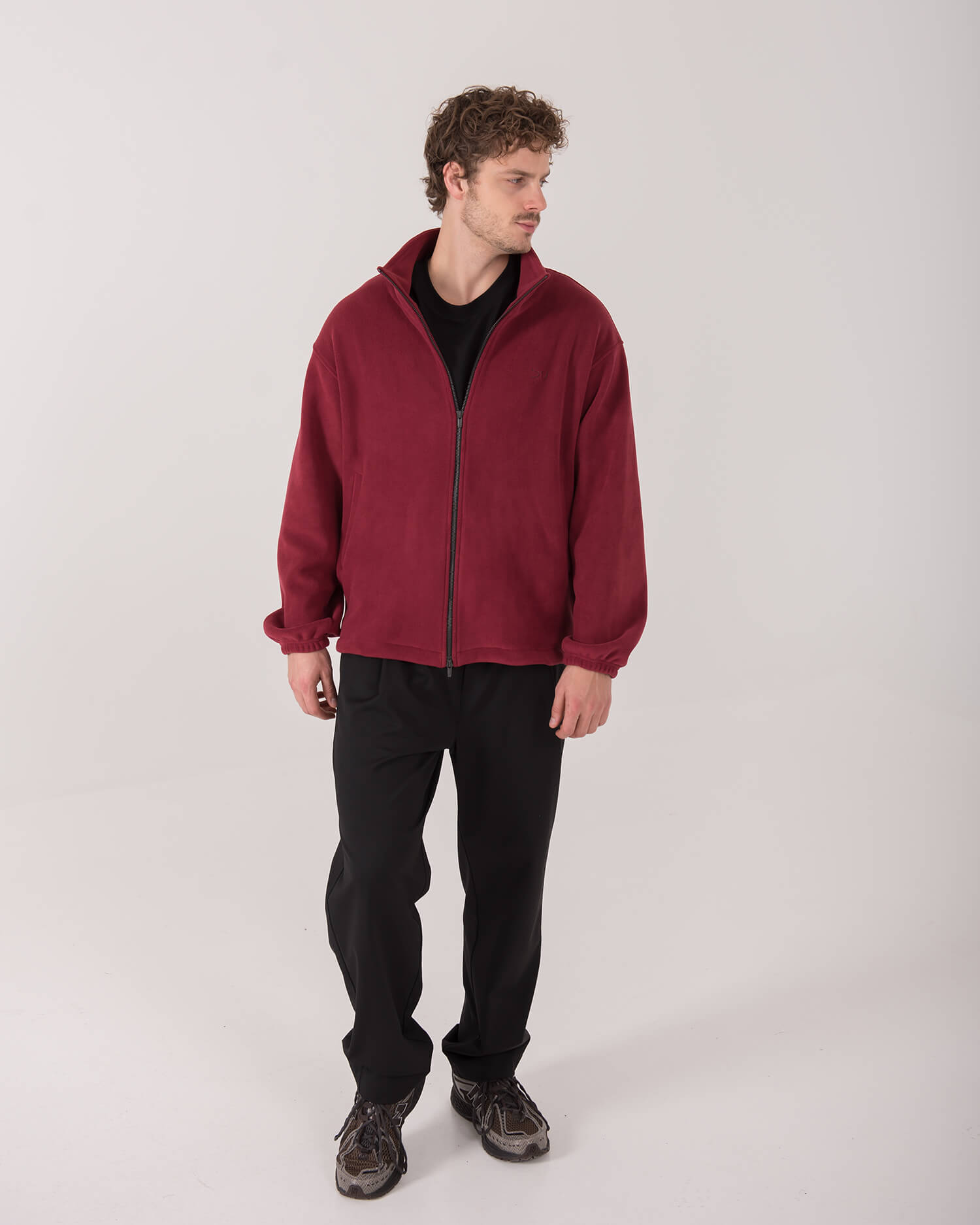 Unisex FLEECE džemperis su užtrauktuku / Burgundy - Image 8