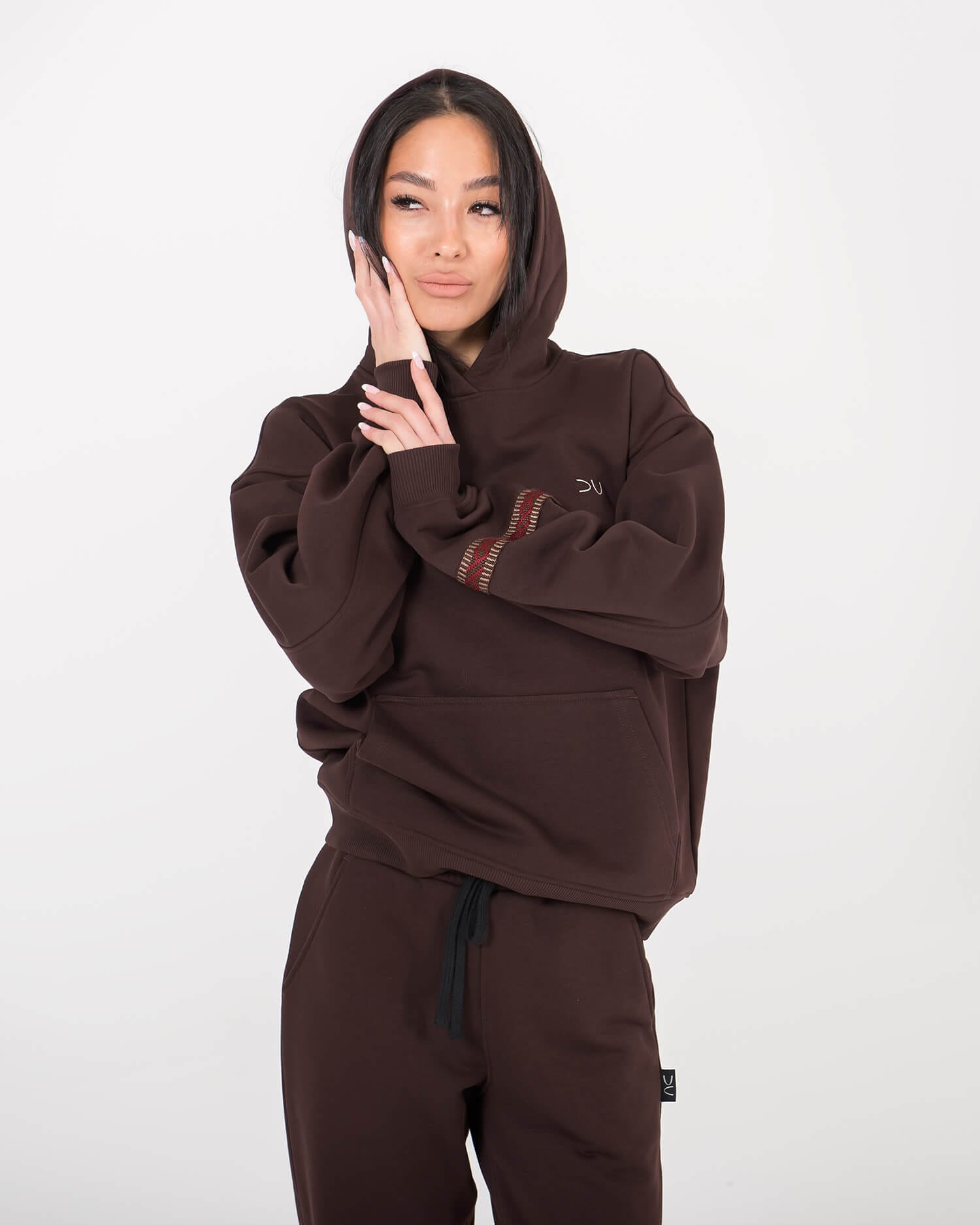 Unisex džemperis su austa juosta BABA / Espresso - Image 4