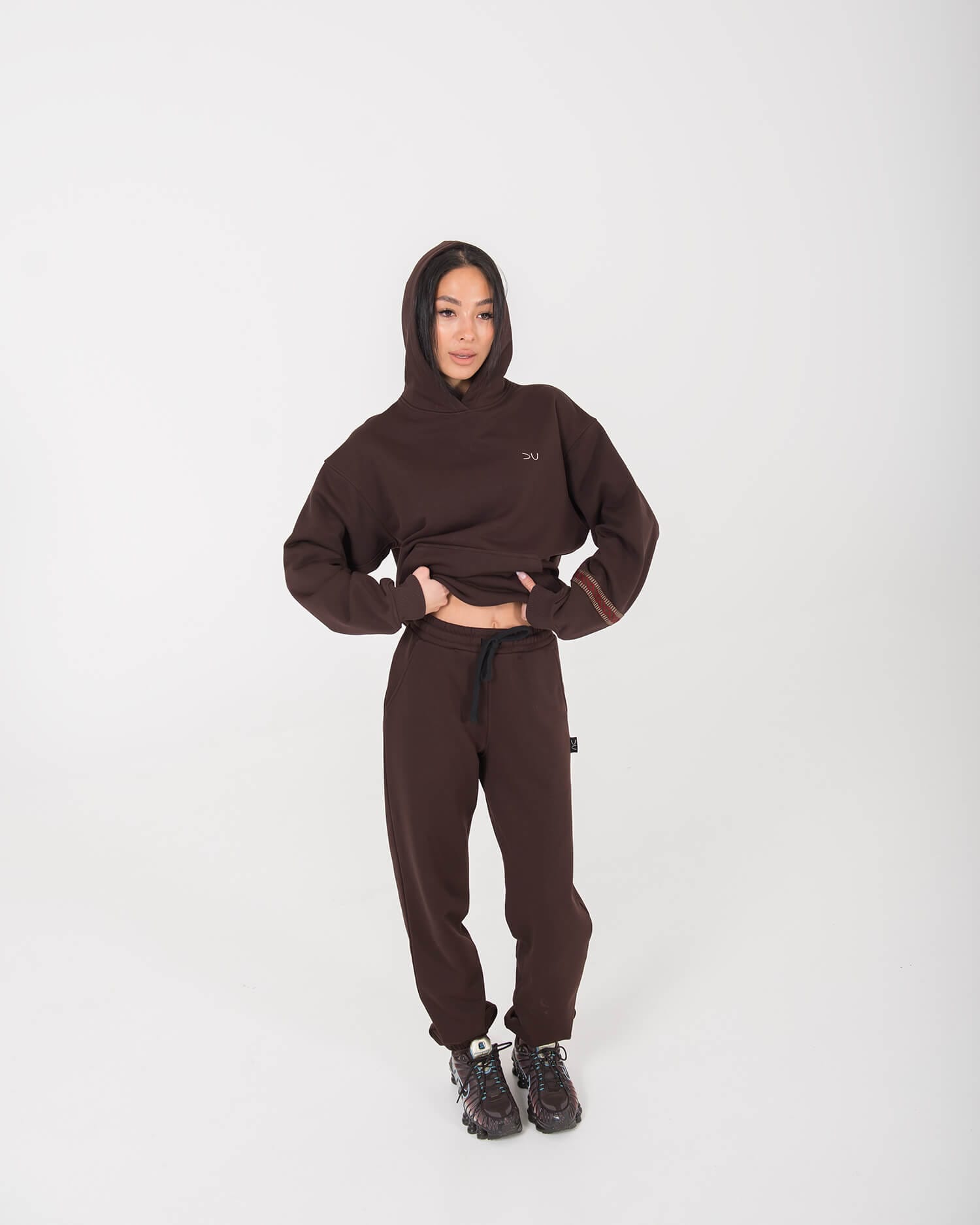 Unisex džemperis su austa juosta BABA / Espresso - Image 5