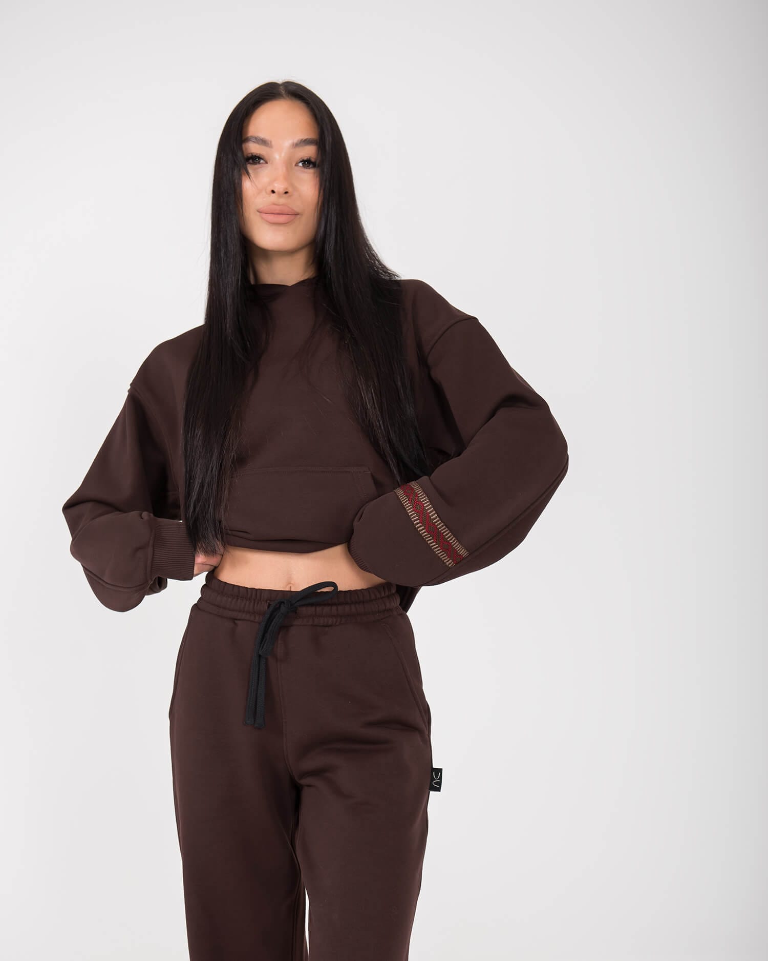 Unisex džemperis su austa juosta BABA / Espresso - Image 3