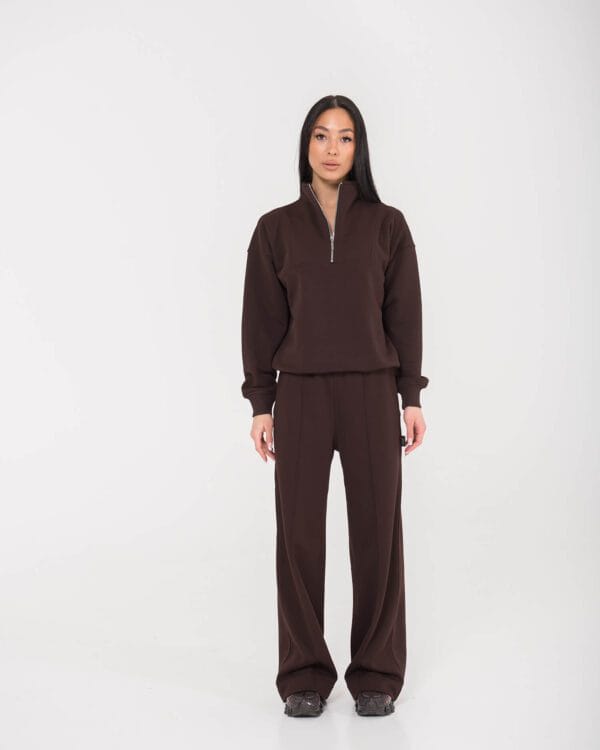 rudas laisvalaikio kostiumas moterims su pusiniu uztrauktuku