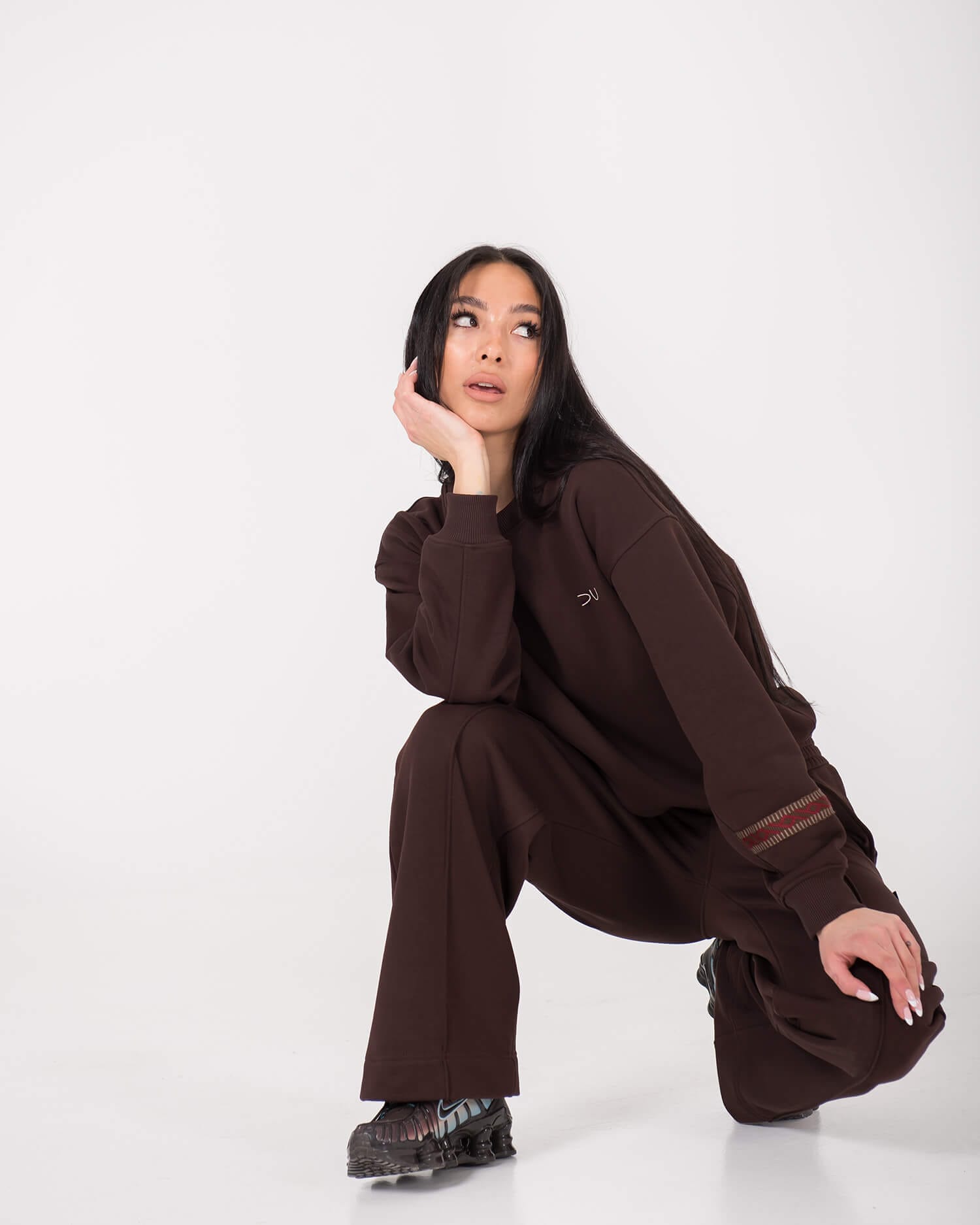 Minimalistinis džemperis su austa juosta BABA / Espresso - Image 6