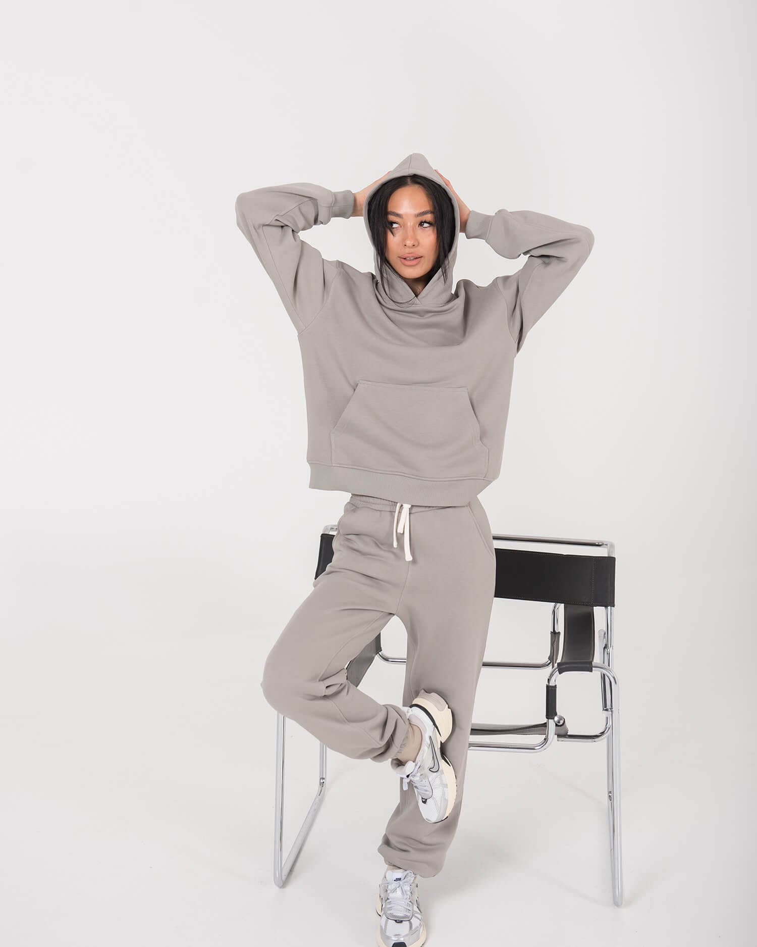 Unisex džemperis su gobtuvu / Pilkas - Image 7