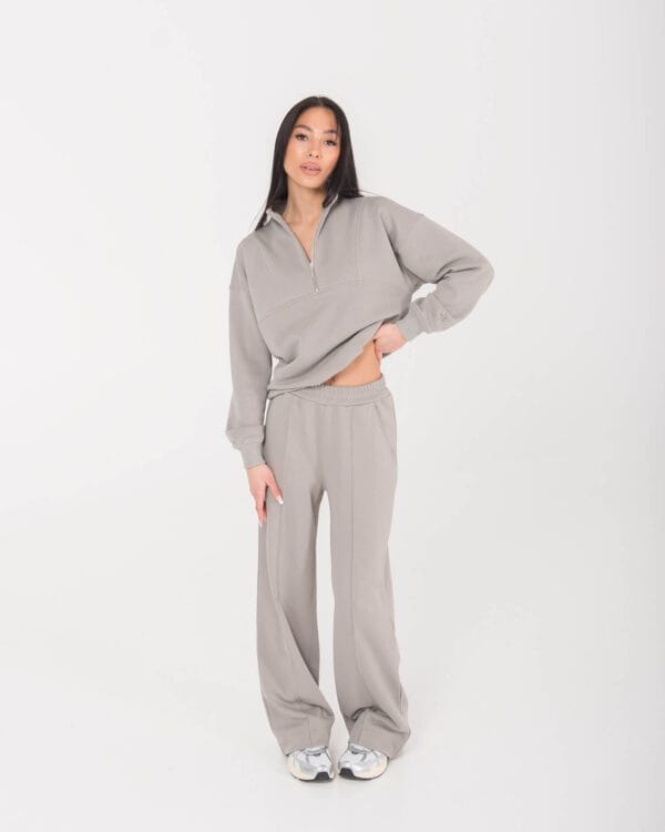 moteriskos placios laisvalaikio kelnes pilkos spalvos