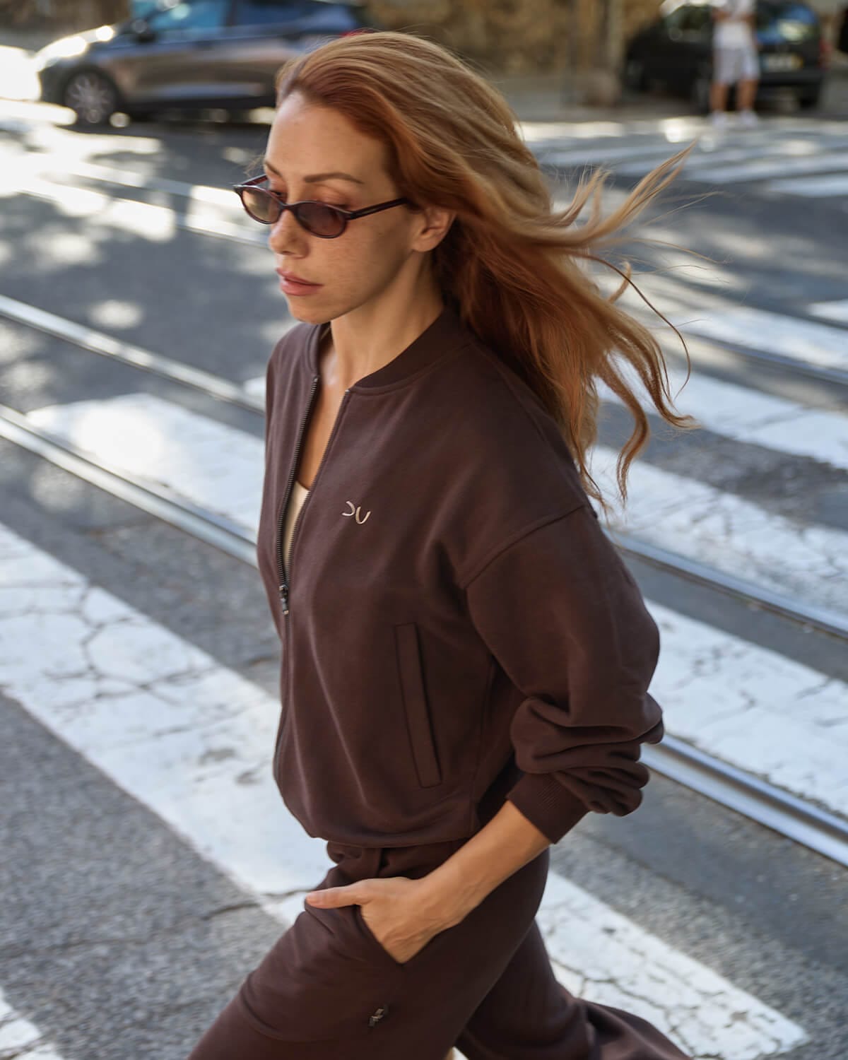 Bomber stiliaus UNISEX džemperis / Espresso - Image 3