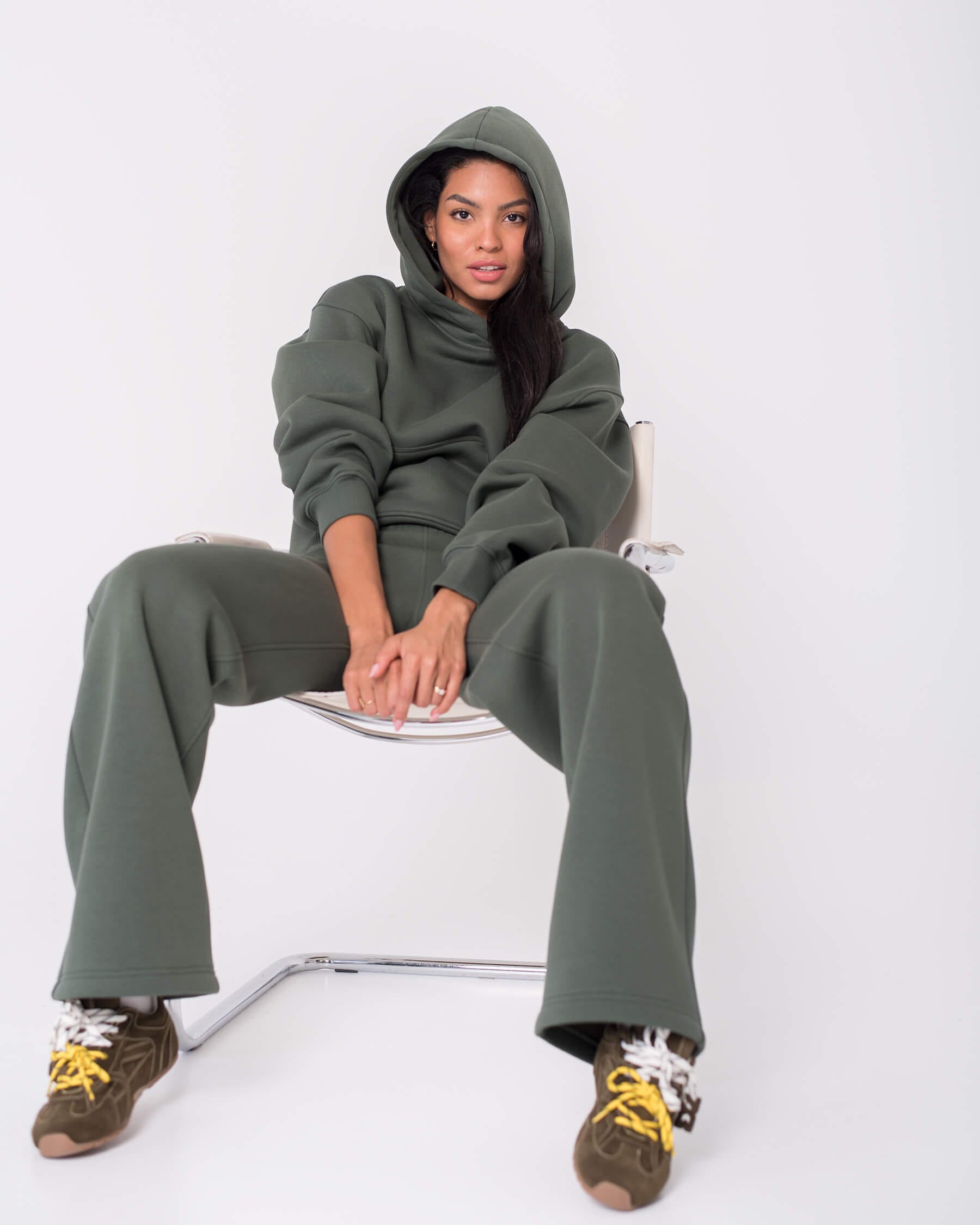 Plačios laisvalaikio kelnės LUNA / Dark olive - Image 7