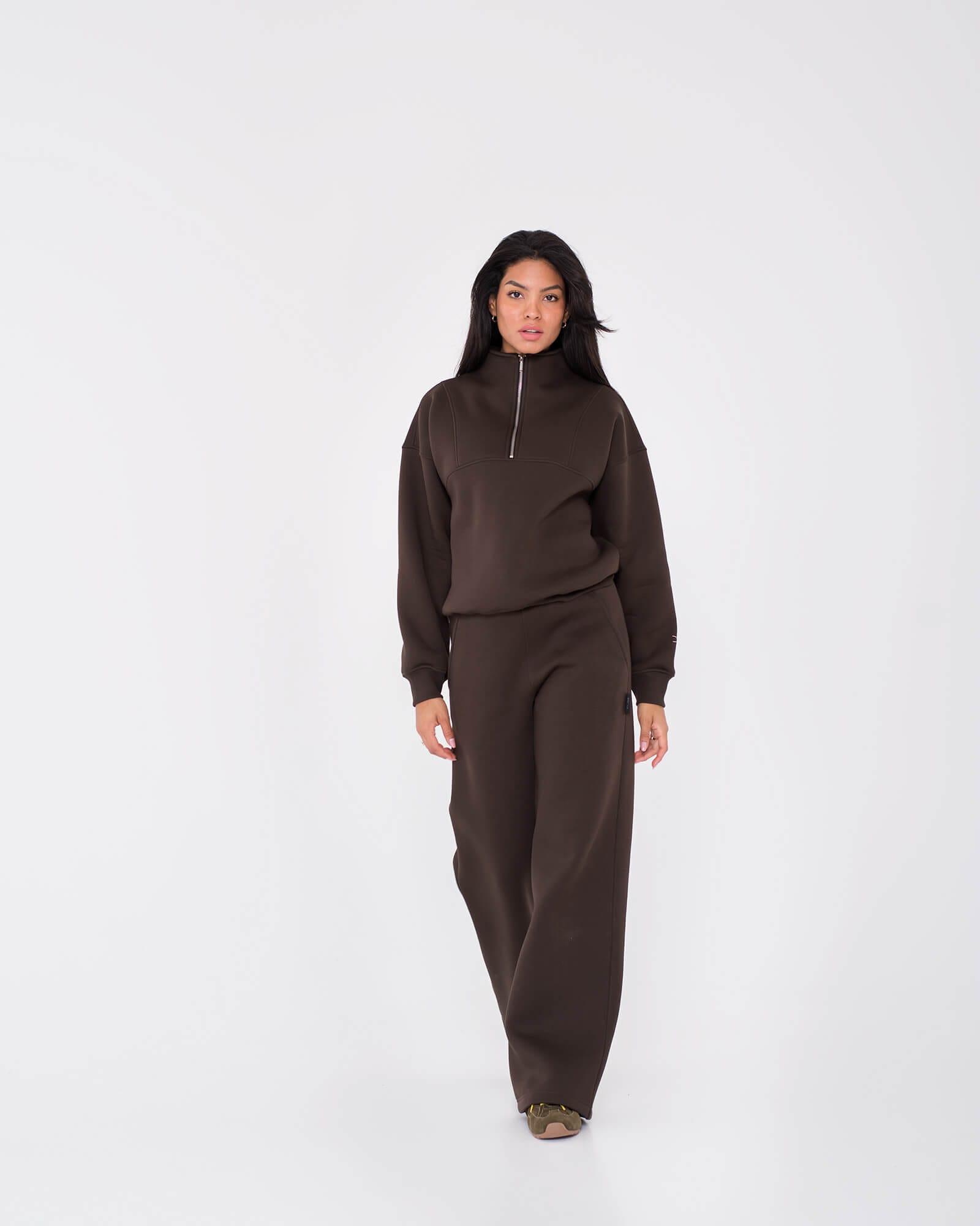 Džemperis su užtrauktuku moterims / Espresso - Image 4