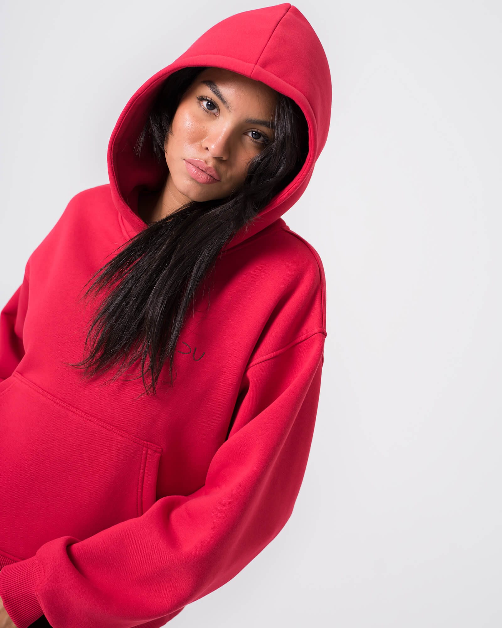 Džemperis su gobtuvu moterims / Raudonas - Image 4