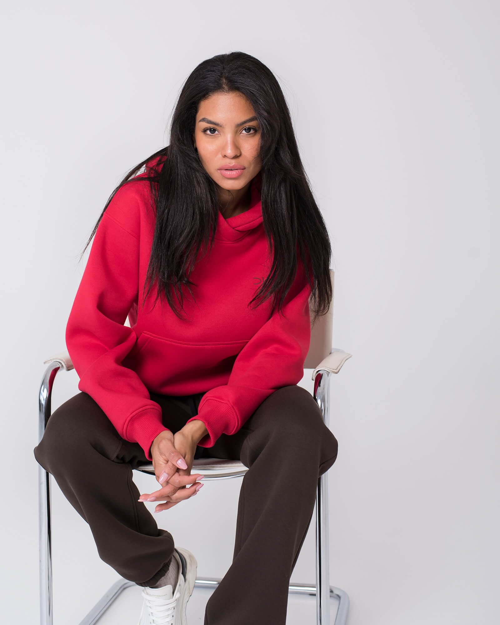 Džemperis su gobtuvu moterims / Raudonas - Image 7