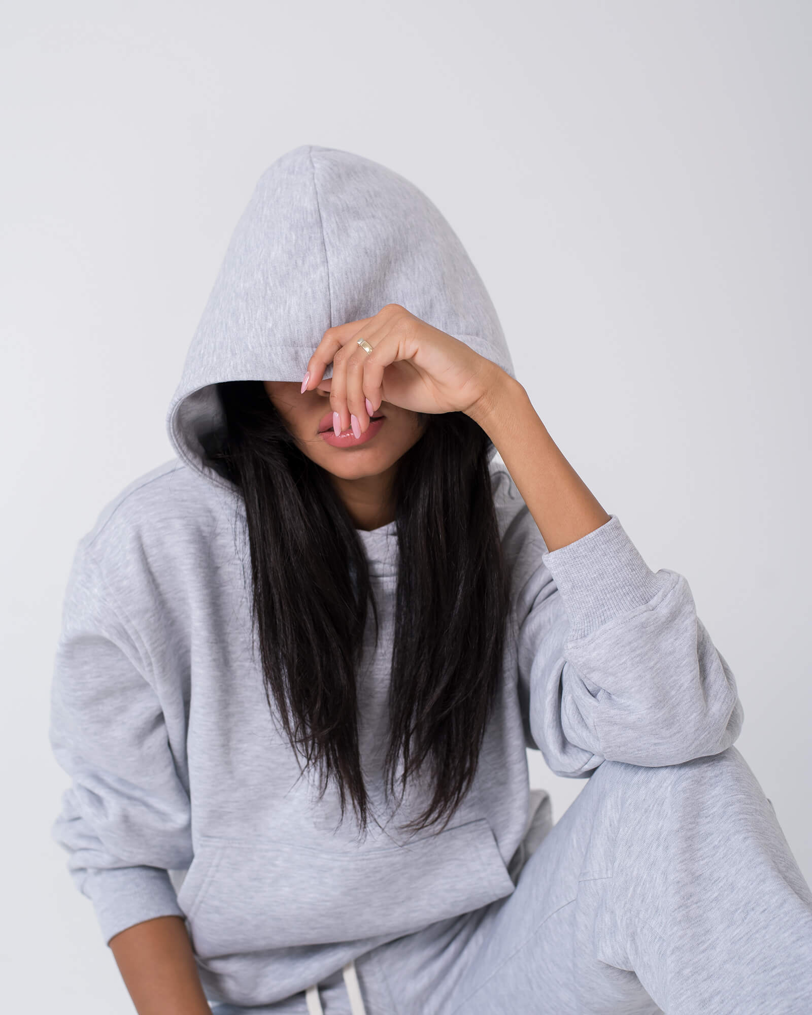 Džemperis su gobtuvu moterims / Pilkas - Image 2