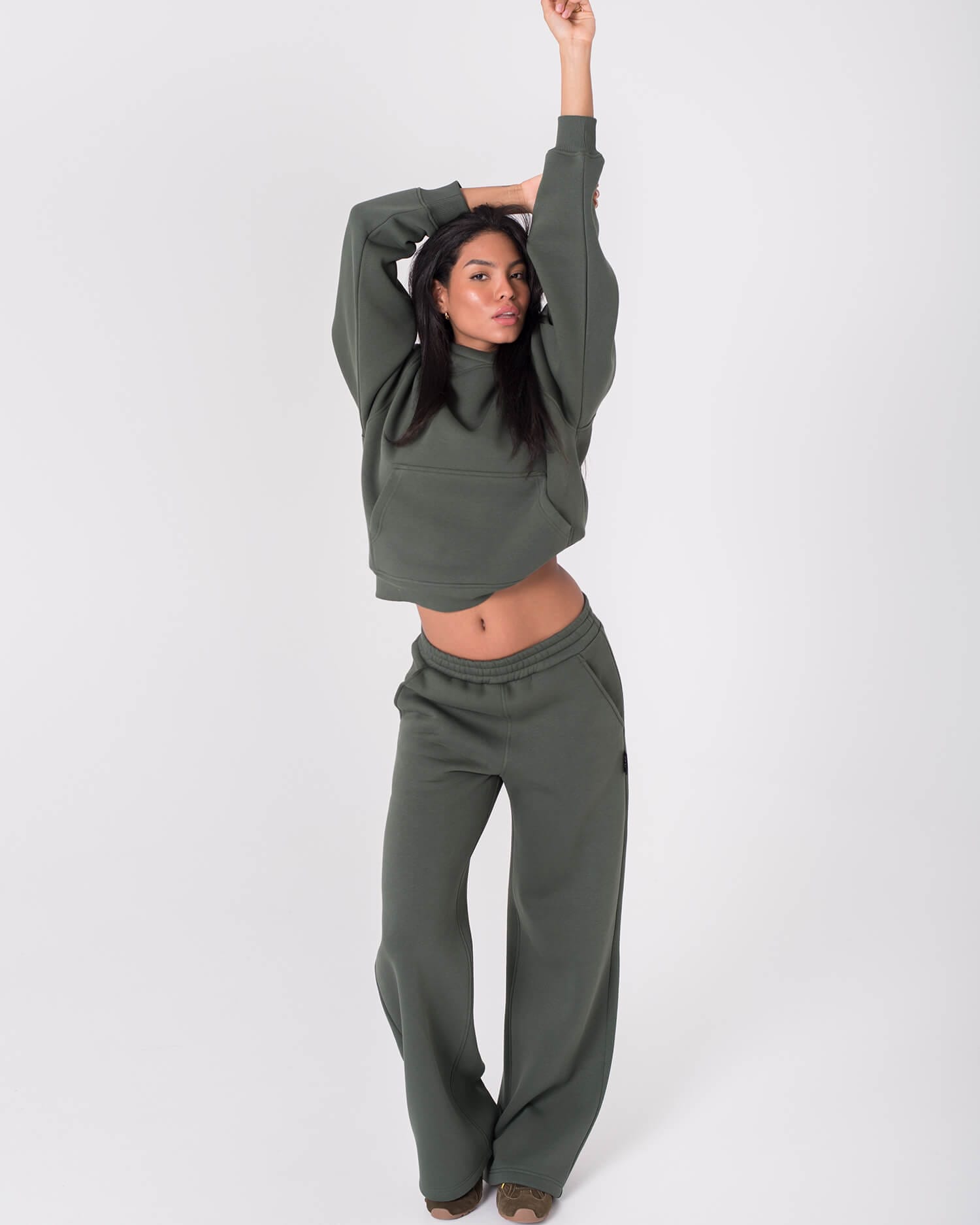 Plačios laisvalaikio kelnės LUNA / Dark olive - Image 5