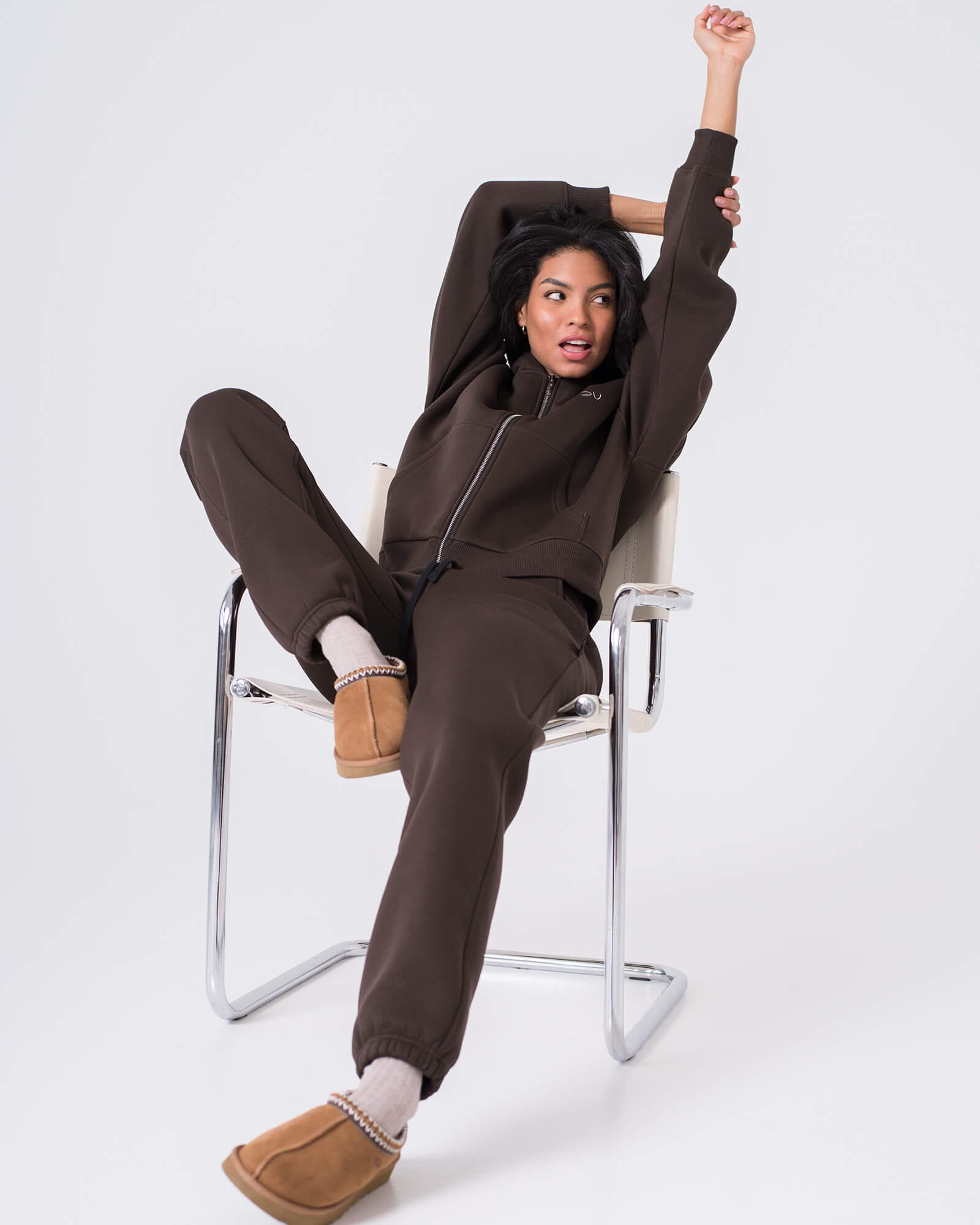 Džemperis su užtrauktuku ir gobtuvu / Espresso - Image 6