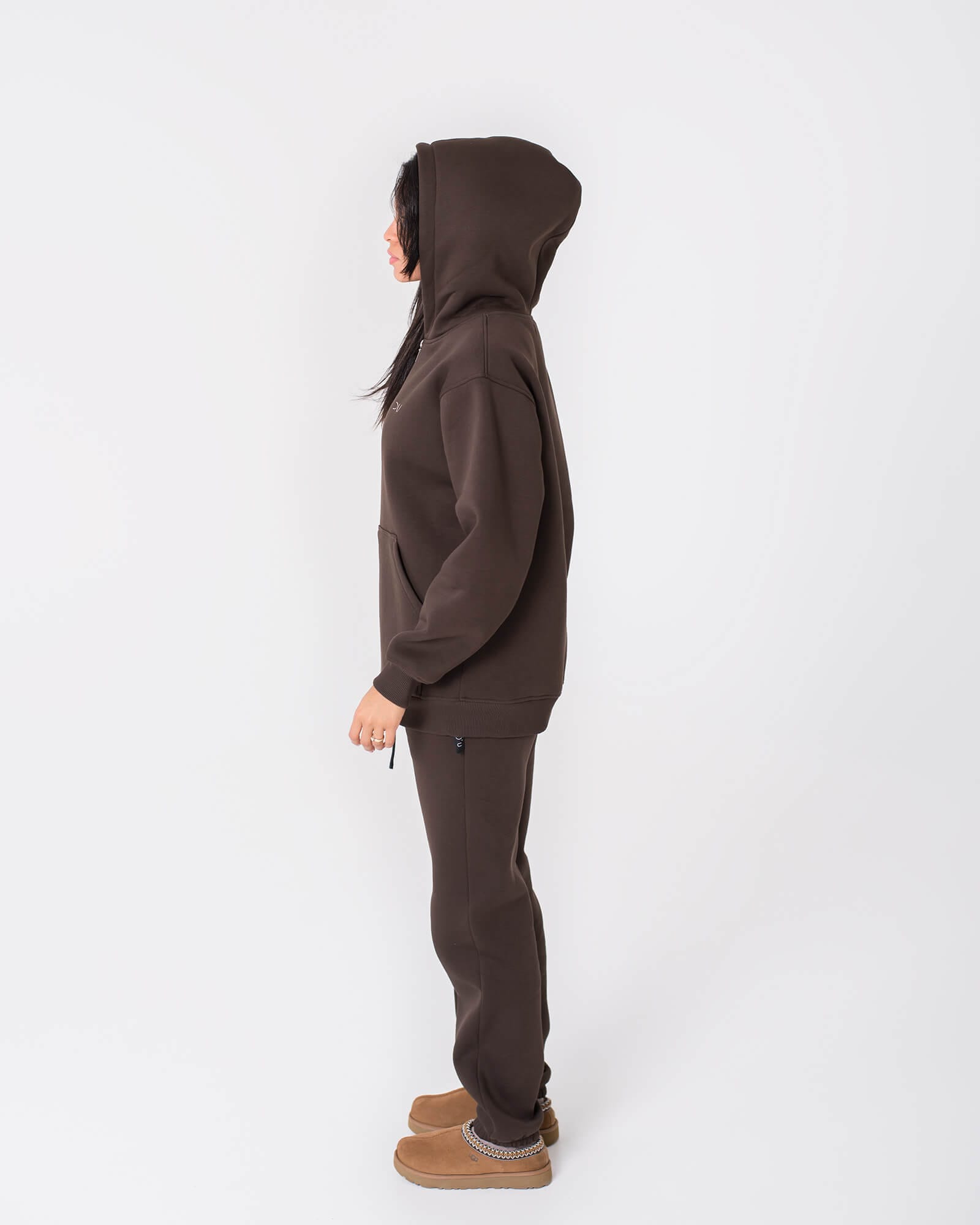 Ilgas džemperis su užtrauktuku ir gobtuvu / Espresso - Image 6