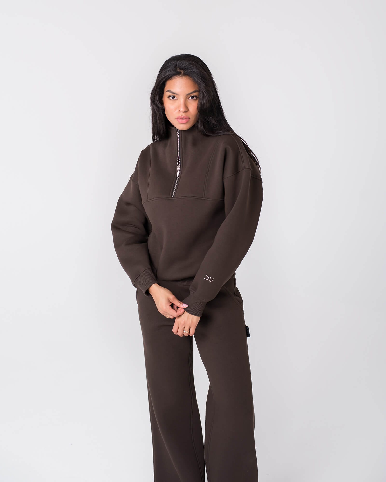 Džemperis su užtrauktuku moterims / Espresso - Image 5