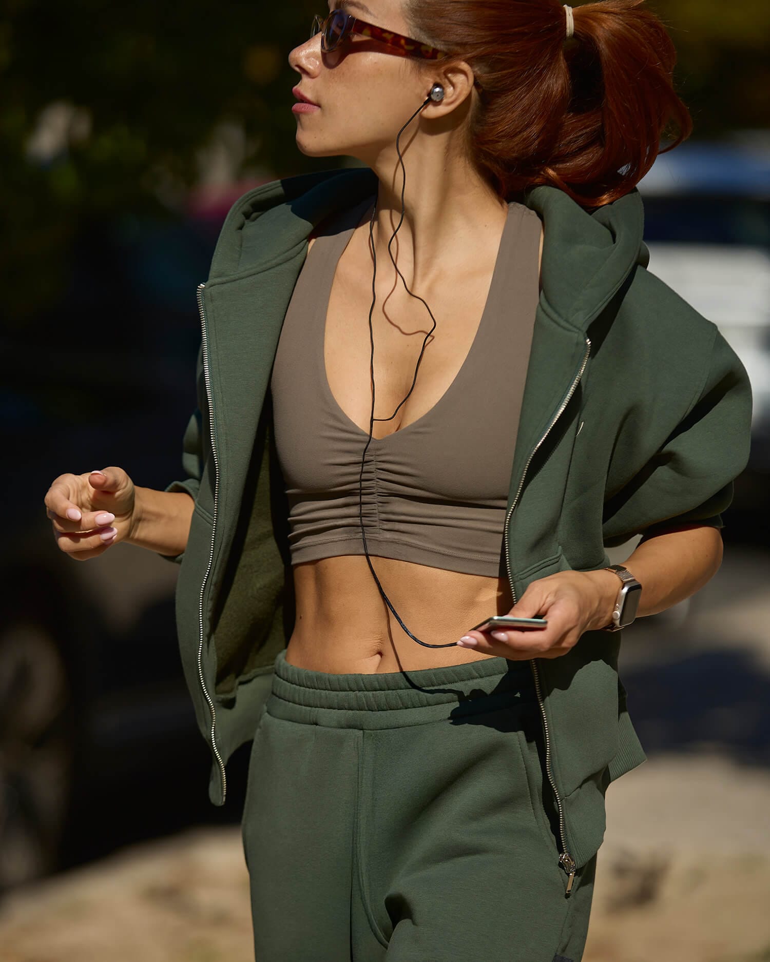 Džemperis su užtrauktuku ir gobtuvu / Dark olive - Image 2