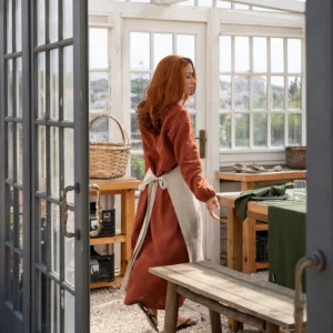 Natūralaus Lino Klasikinė Prijuostė / Personalizuojama prijuostė